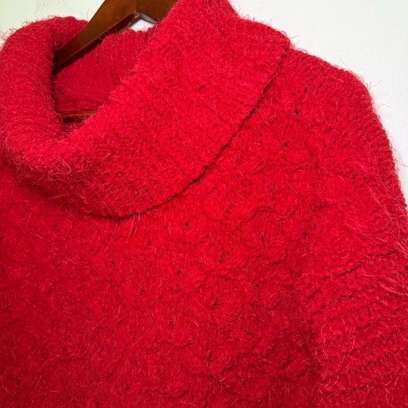 Anthropologie Sleeping on Snow Red Chunky Torridon Turtleneck Sweater Medium - Picture 4 of 10